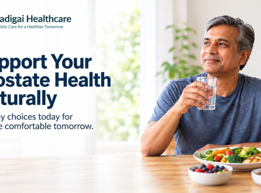 Man supporting prostate health with prostate health diet and natural support