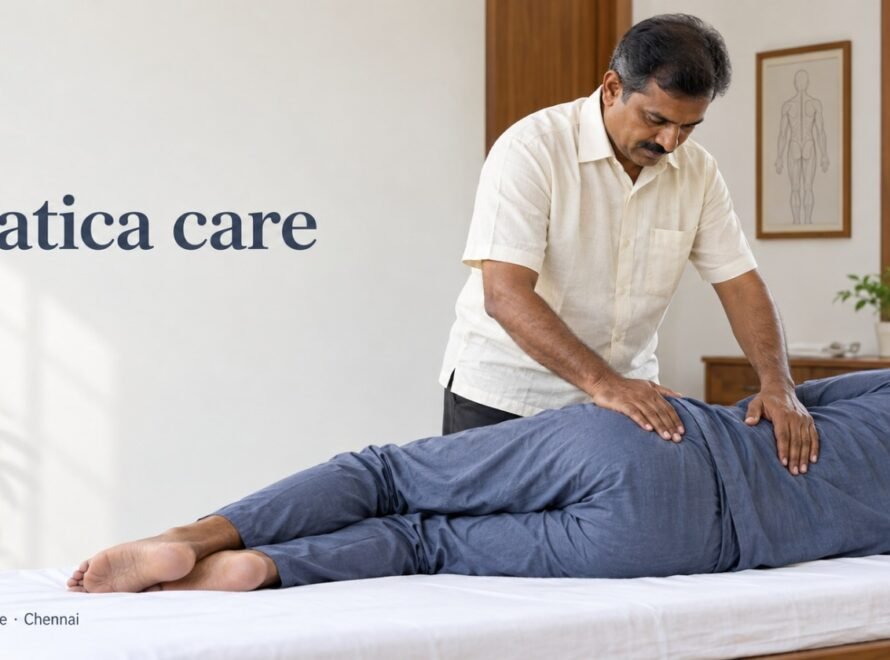 Sciatica treatment with Siddha medicine, Varma Kalai and acupuncture at Kadigai Healthcare, Chennai