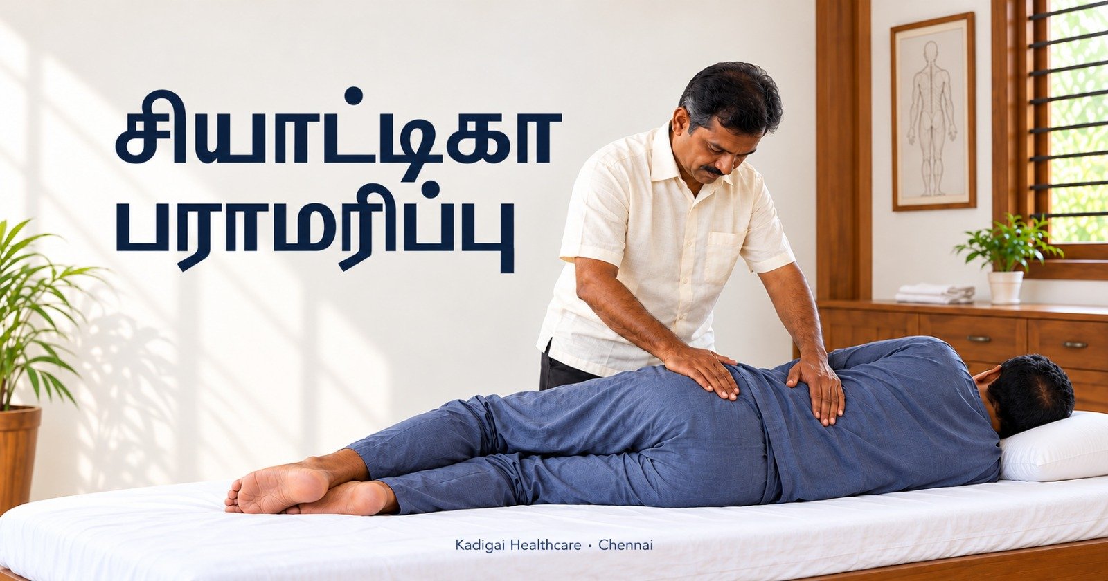 Sciatica meaning in Tamil: Varma Kalai therapy for lower back and hip pain at Kadigai Healthcare, Chennai